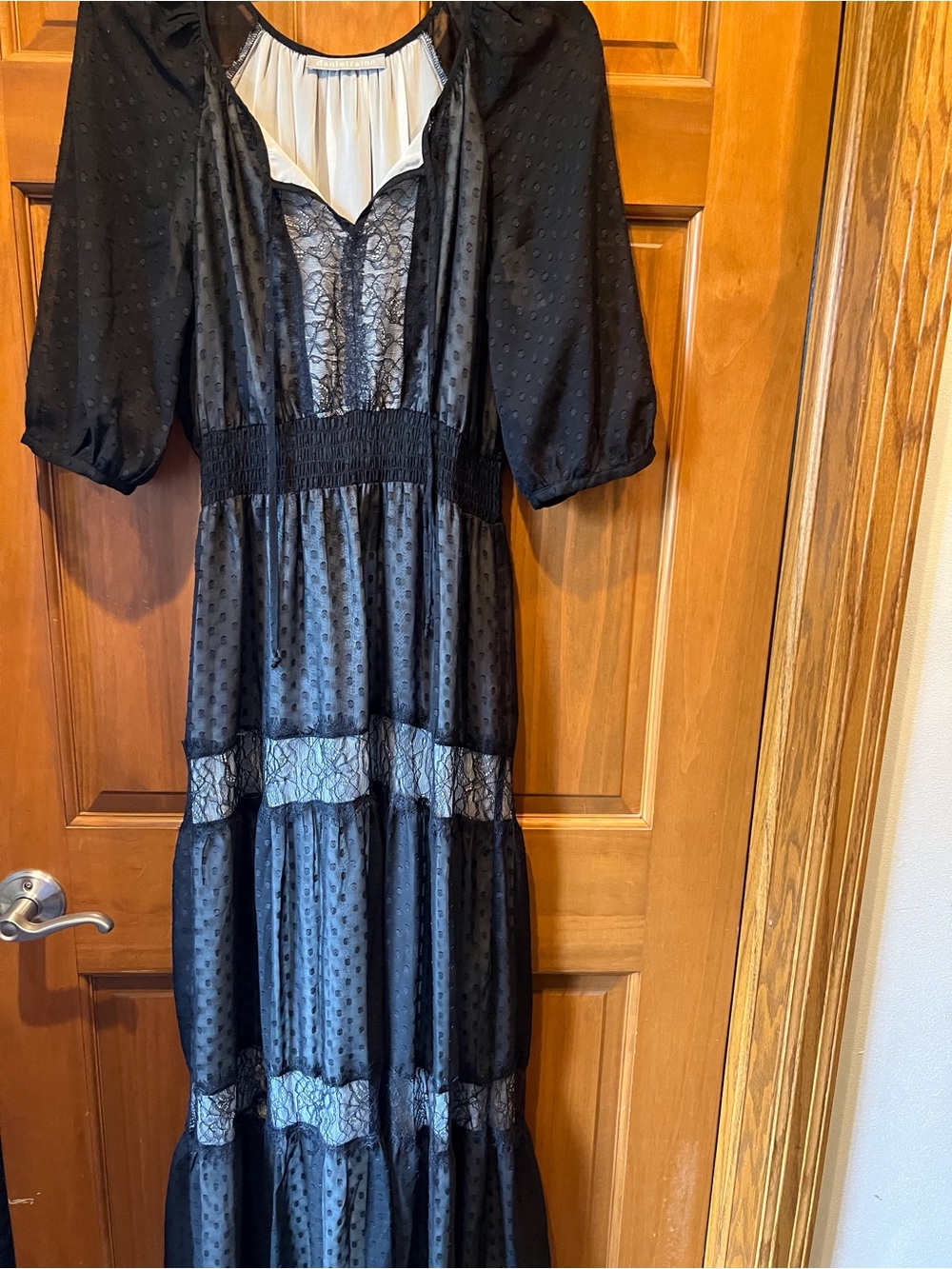 Daniel Rainn Black Lace-Trim Maxi Dress